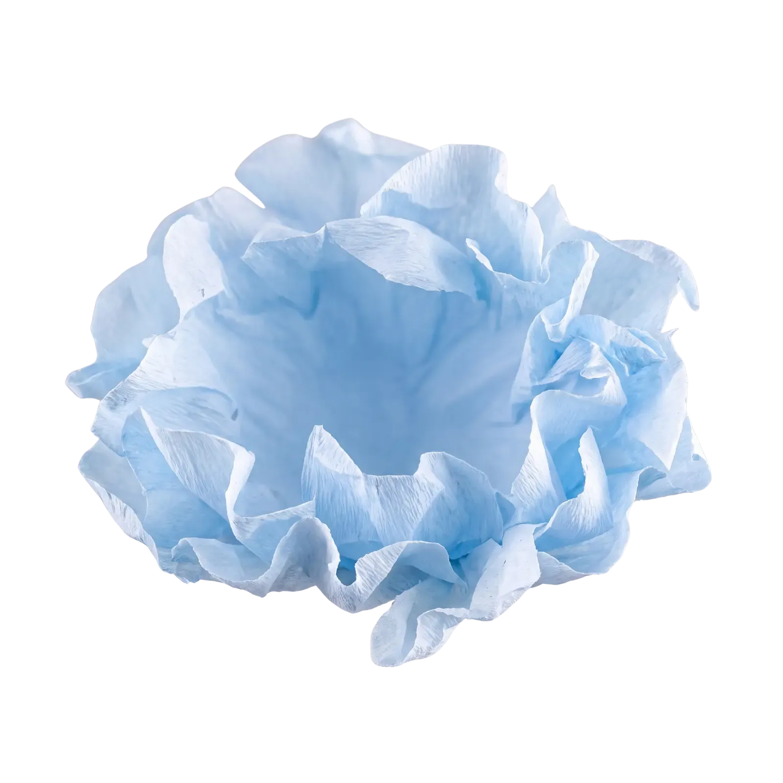 Forminha artesanal da Embalarte em tecido azul-sereno, delicada para a mesa de batizado